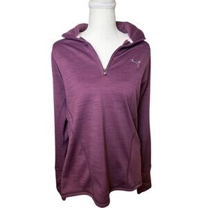 Puma Golf Purple Striped Quarter Zip Long Sleeve Pullover Women’s Large